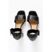 Lucinda Black Leather Buckle Heel