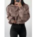 Solid Drawstring Long Sleeve Casual Women Hoodie