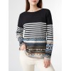 Stripe Tribal Pattern Long Sleeve Crew Neck Casual Sweatshirt