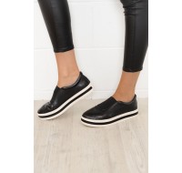 Pour Black Leather Slip On Sneaker