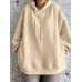 Solid Drop Shoulder Pocket Drawstring Long Sleeve Loose Hoodie